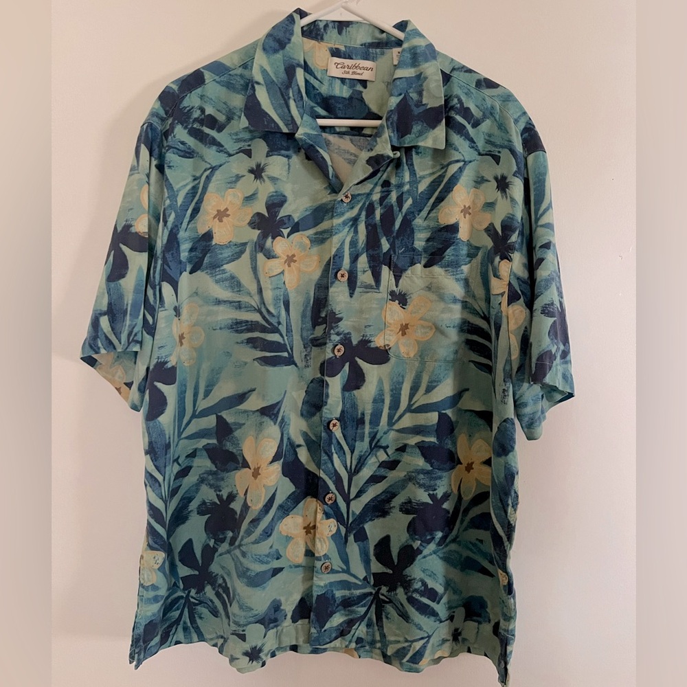 Caribbean Silk Blend Short Sleeve Hawaiian Shirt